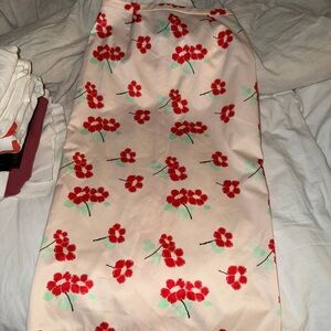 Bernadette Floral Skirt with Red and Pink Accents